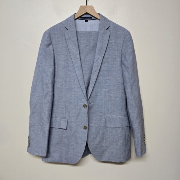 J. Crew Ludlow Houndstooth Slim Unstructured Linen Navy Fabbrica Alta Italy 38R - Picture 1 of 15